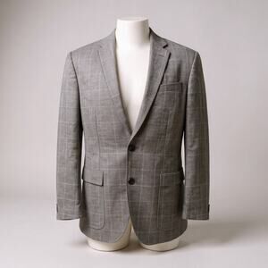 Ted Baker Endurance Blazer Jacket 42L Kyle SPJ Gray Windowpane Single Breasted